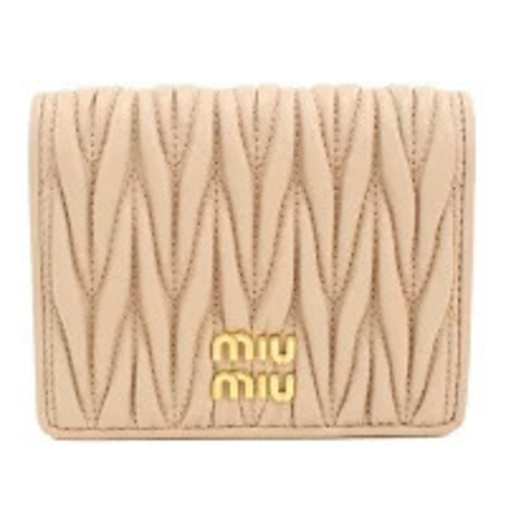 Miu Miu Matelasse Leather Folding Wallet Pink